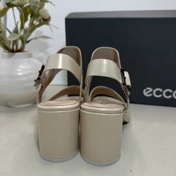 New Ecco Shape Block Heel Sandal 65 Vanilla Metallic 281313 Women 9-9.5/EU40 NWB - Picture 4 of 9